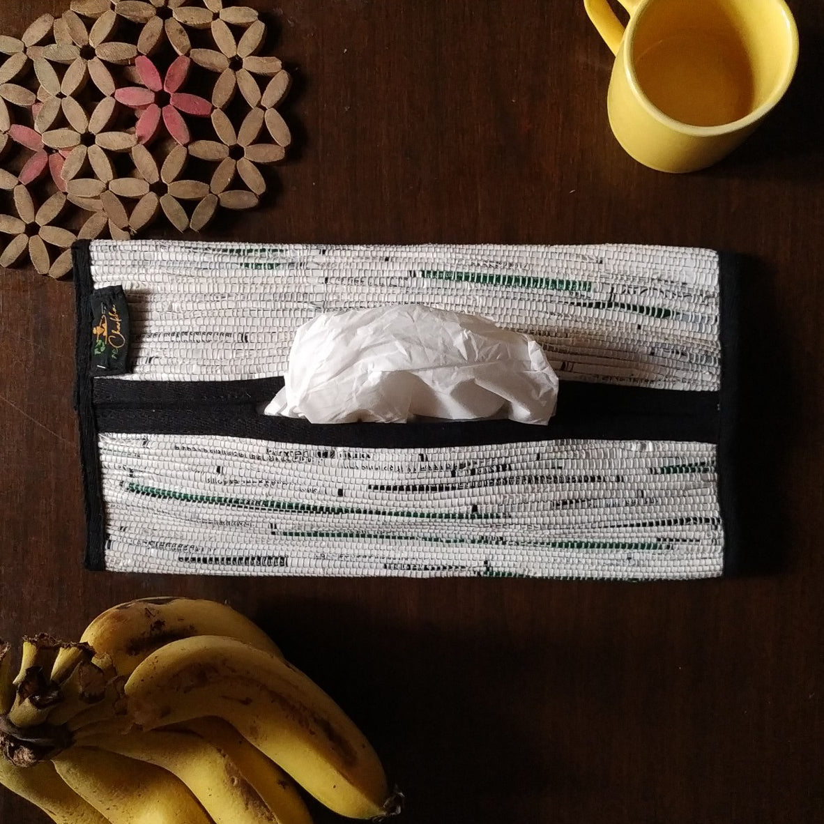 recharkha Upcycled Handwoven handmade tissue paper home decor  holder 