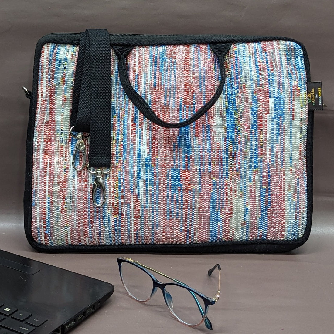 reCharkha X India Hikes Blue Red with silver white tinge Laptop Sleeve 14 inch LSB140624-007 PS_W