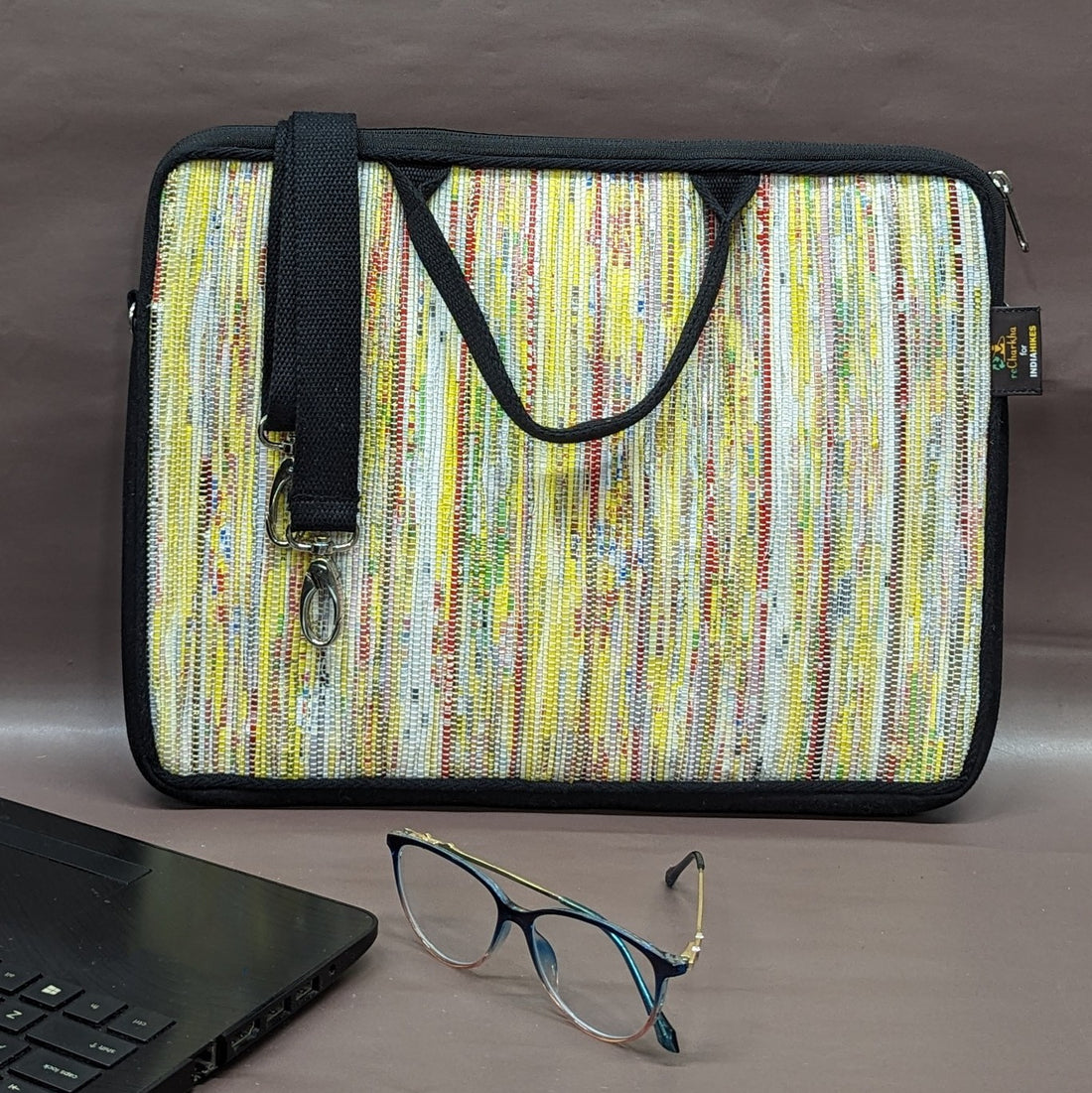 reCharkha X India Hikes Maggi Wrappers Bright Yellow and Red Laptop Sleeve 14 inch LSB140624-005 PS_W