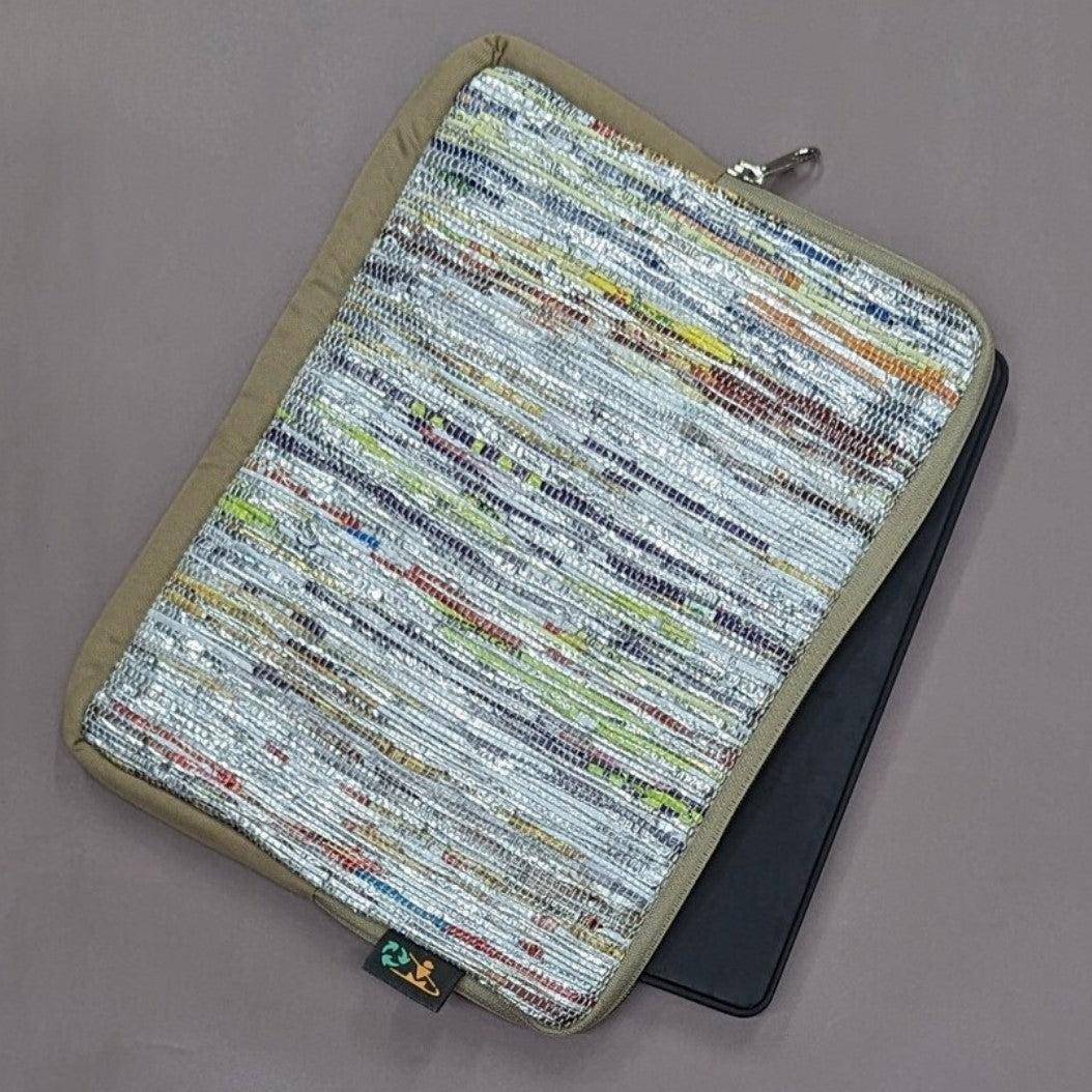 Multicolored Shimmery Upcyled Handwoven Tablet Sleeve (TS0624-002) PS_W