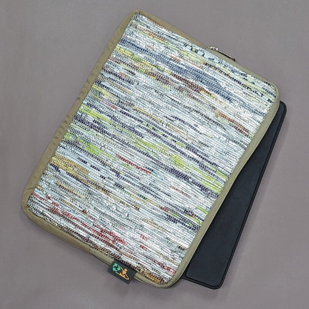 Multicolored Shimmery Upcyled Handwoven Tablet Sleeve (TS0624-007) PS_W