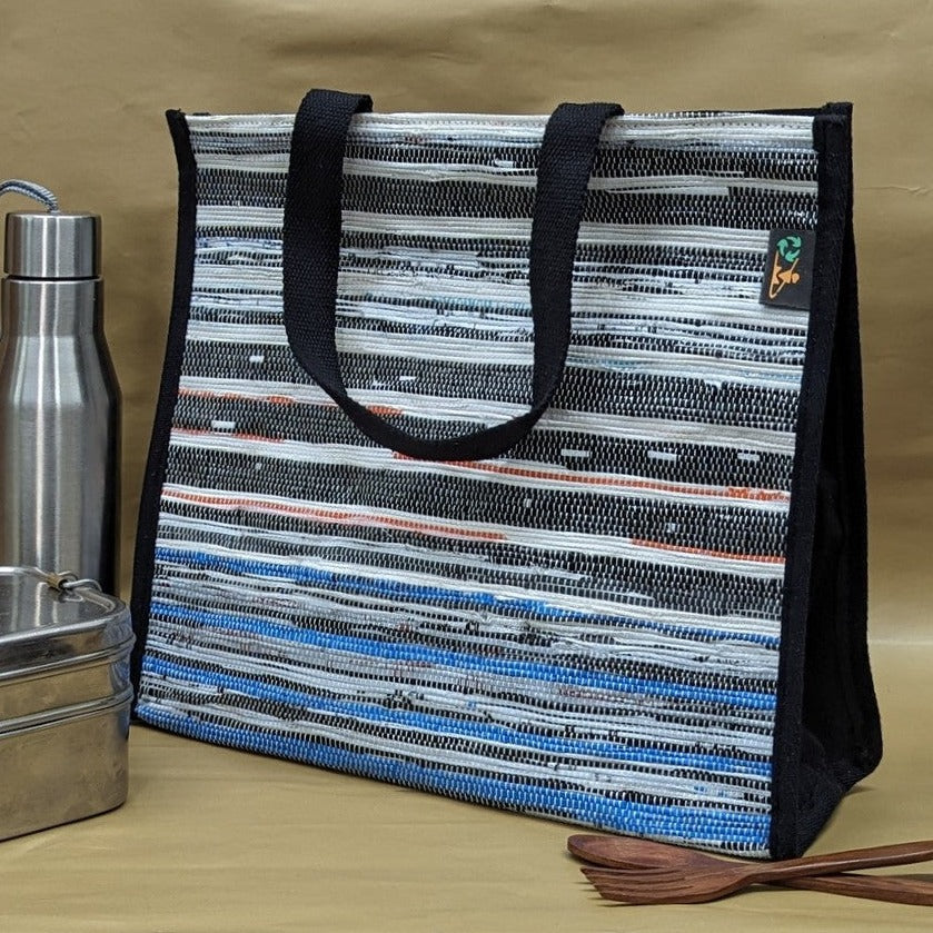 Multicolored Upcycled Handwoven Lunch Bag (LB0624-007)