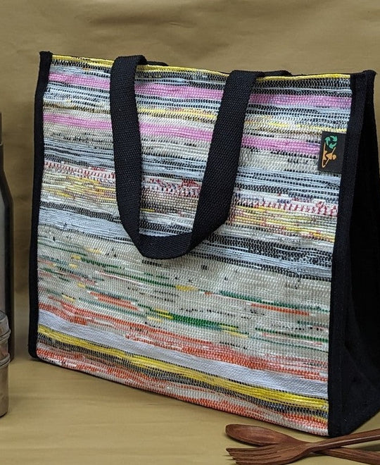 Multicolored Upcycled Handwoven Lunch Bag (LB0624-010) PS_W