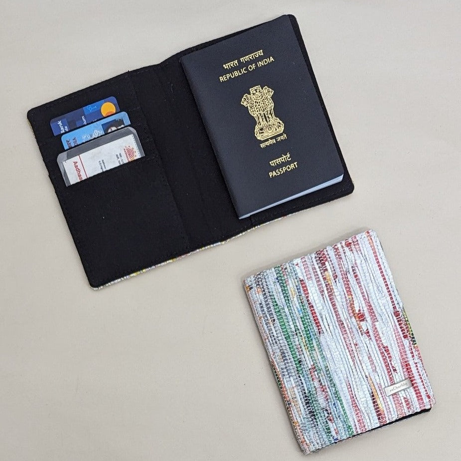 Multicolored Upcycled Handwoven Passport Cover (PC0624-009) PS_W