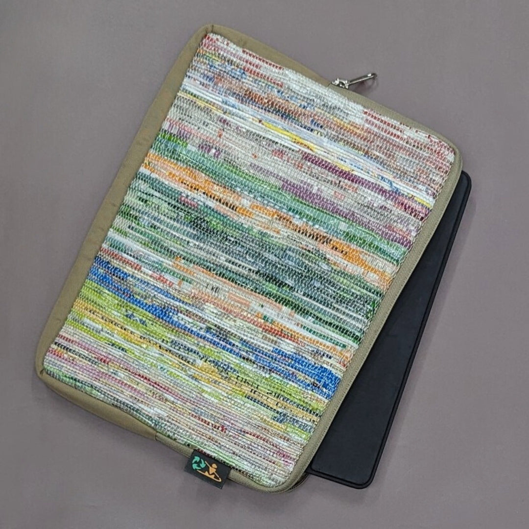 Multicolored Upcyled Handwoven Tablet Sleeve (TS0624-006) PS_W