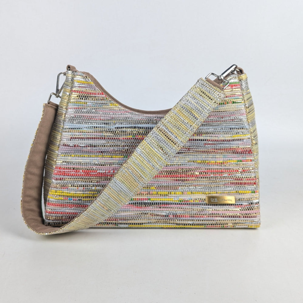 Shimmery Multicolored Upcycled Handwoven Baguette Bag (BTB0125-006) PS_W