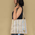 RECRAFTED - Gold white blue red tinge Trapeze Tote 