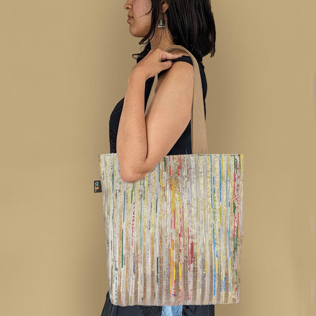 Shimmery Multicolored Upcycled Handwoven Shop N Go (SNG0724-018) PS_W