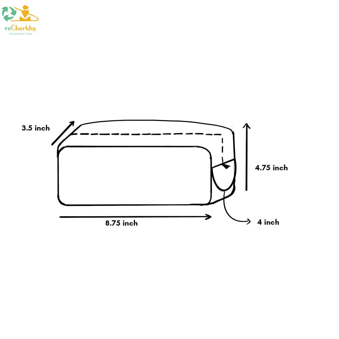 recharkha Upcycled Handwoven Travel Pouch Kit All sides different patterns and colors