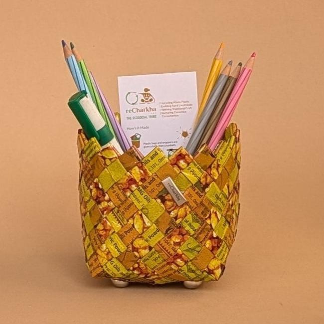 Yellow Orange Red Medium Basketry Deco Planter (BDSM1224-005)